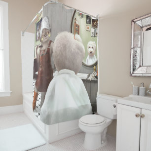 Whimsical Pet Barber Shop Shower Curtain