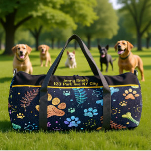 Whimsical Pet Print Travel Organiser Duffle Bag