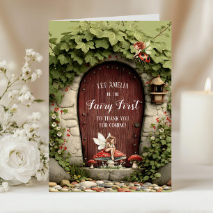 Whimsical Photo Fairy First Birthday Thank You Card