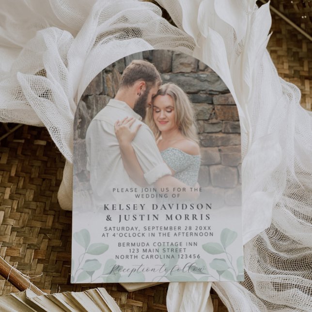 Whimsical Photo Greenery Wedding Invitation (Creator Uploaded)