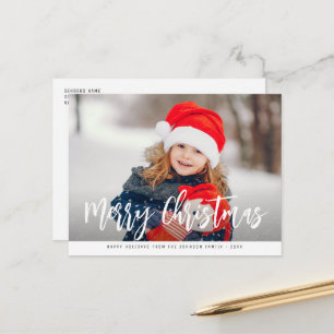 whimsical photo merry christmas postcard