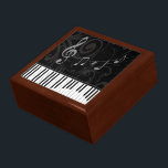 Whimsical Piano and Musical Notes Gift Box<br><div class="desc">A whimsical musical design with curved piano keyboard keys and musical notes on a subtle flourish pattern in grey on a black background. Ideal for the pianist, piano student or the piano lover. We welcome custom requests for other colour combinations, just use the contact us via our GiftsBonanza store with...</div>