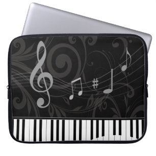 Whimsical Piano and Musical Notes Laptop Sleeve