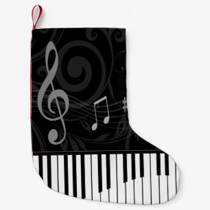 Whimsical Piano and Musical Notes Small Christmas Stocking