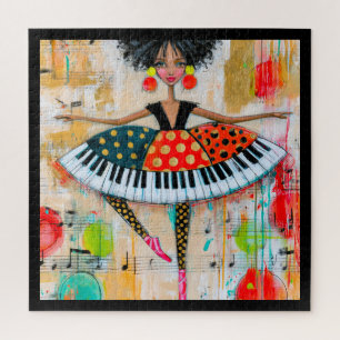 Whimsical Piano Keys Music Ballerina Jigsaw Puzzle
