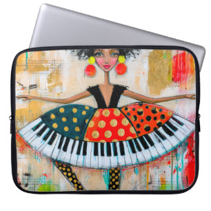 Whimsical Piano Keys Music Ballerina Laptop Sleeve