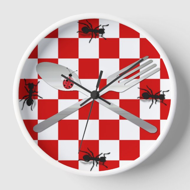 Whimsical Picnic Kitchen Wall Clock (Front)