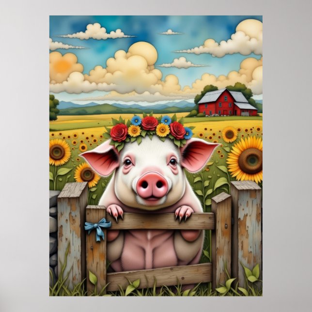 Whimsical Pig Poster (Front)