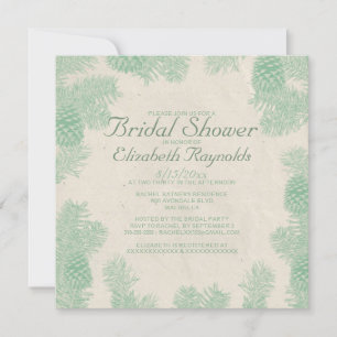 Whimsical Pine Cone Bridal Shower Invitations