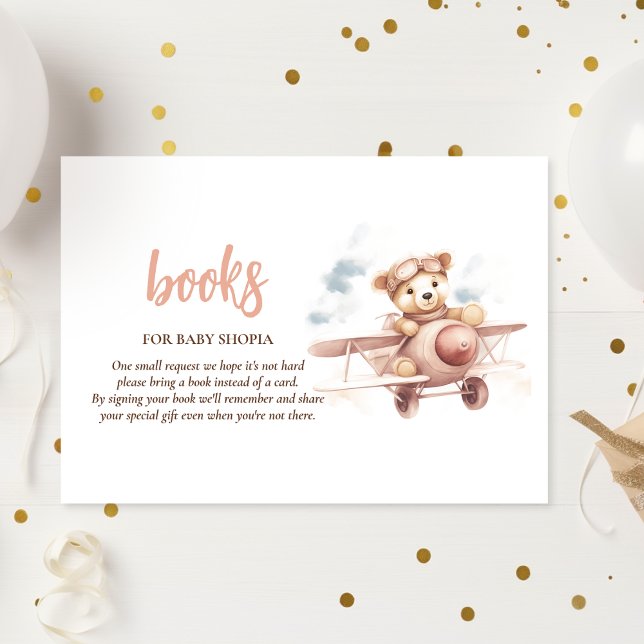 Whimsical Pink Aeroplane Adventure Baby Shower Enclosure Card (Creator Uploaded)