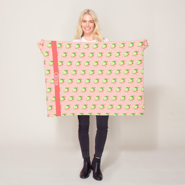 Whimsical Pink and Green Butterflies Personalised Fleece Blanket (In Situ)