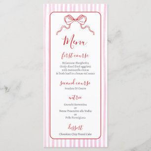 Whimsical Pink and Red Christmas Menu Card