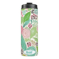 Whimsical pink and teal flowers personalizable