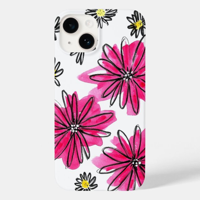 Whimsical Pink and White Flowers Case-Mate iPhone Case (Back)