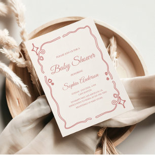 Whimsical Pink Baby Shower with Sparkle Border Invitation
