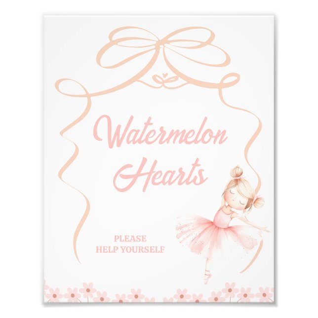 Whimsical Pink Ballerina Birthday Party Sign (Front)