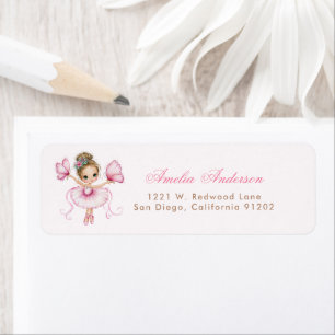 Whimsical  Pink Ballerina Girl  adress Label Return Address Label