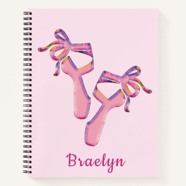 Whimsical Pink Ballet Slippers Design Notebook (Front)