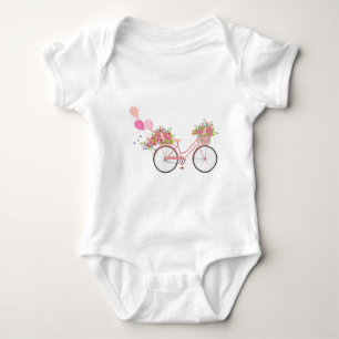 Whimsical Pink Bicycle Baby Bodysuit