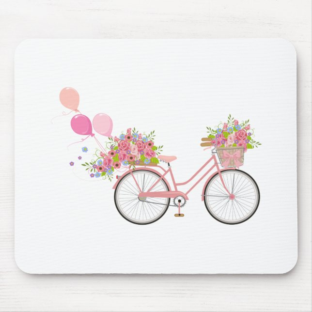 Whimsical Pink Bicycle Mouse Pad (Front)