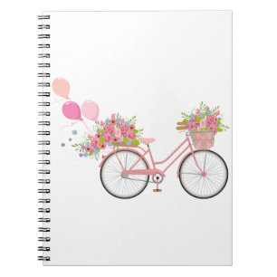 Whimsical Pink Bicycle Notebook