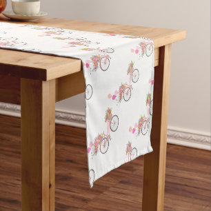 Whimsical Pink Bicycle Short Table Runner