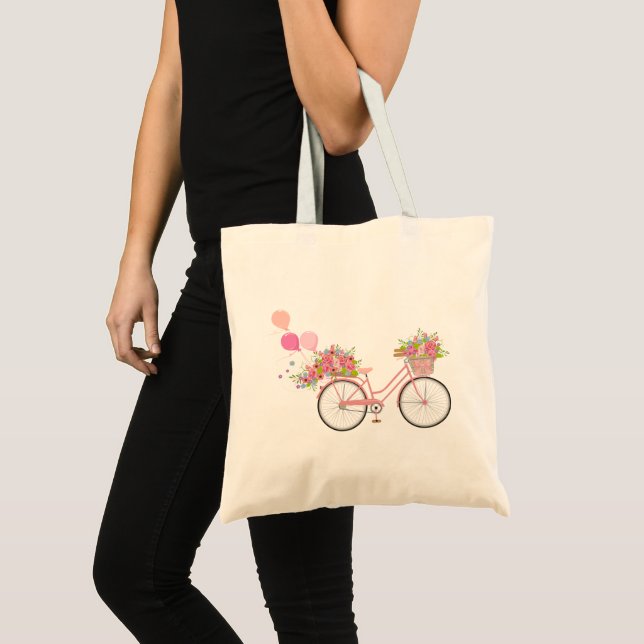 Whimsical Pink Bicycle Tote Bag (Front (Product))