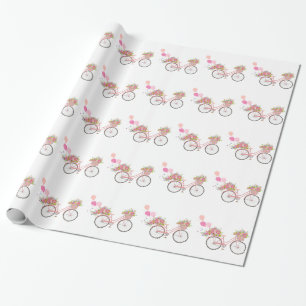 Whimsical Pink Bicycle Wrapping Paper