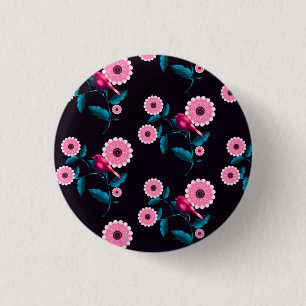 Whimsical Pink Bird Floral Botanical Design 3 Cm Round Badge