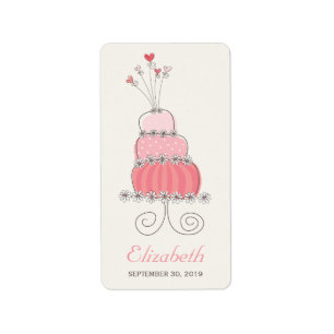 Whimsical Pink Birthday Cake Girl Party Labels