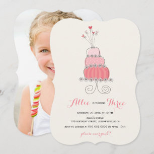 Whimsical Pink Cake Girl Birthday Party Invite