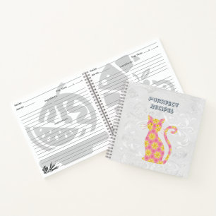 Whimsical Pink Cat Star Recipe Notebook