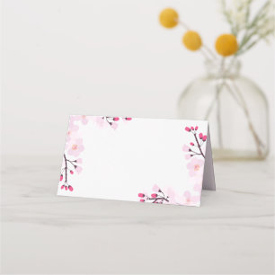 Whimsical Pink Cherry Blossoms Place Card