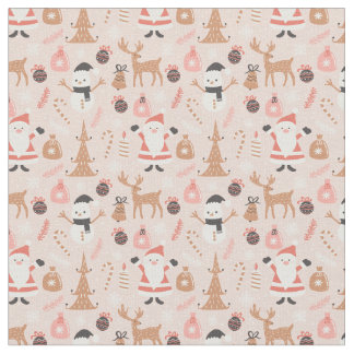Whimsical Pink Christmas Fabric