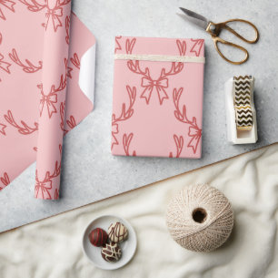 Whimsical Pink Christmas Patterns Wrapping Paper