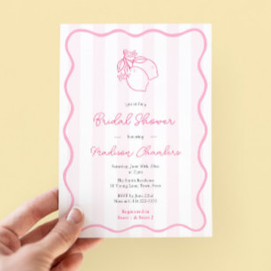 Whimsical Pink Citrus Bridal Shower Invitation