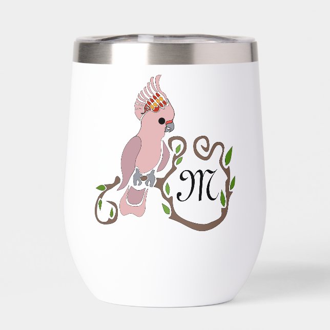 Whimsical Pink Cockatoo Monogram (Back)