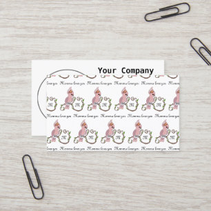 Whimsical Pink Cockatoo Monogram Business Card