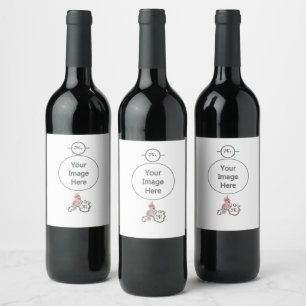 Whimsical Pink Cockatoo Monogram Wine Label
