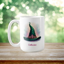 Whimsical Pink Crown & Green Witch Hat