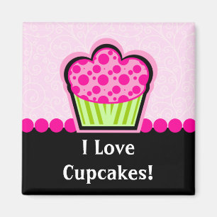 Whimsical Pink Cupcake Magnet