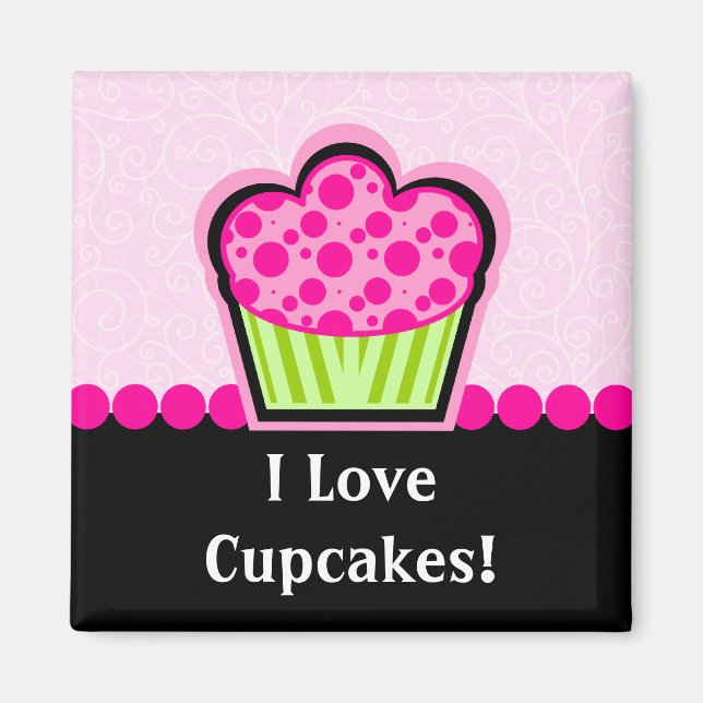Whimsical Pink Cupcake Magnet (Front)