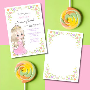 Whimsical Pink Dress Princess Floral Birthday  Invitation