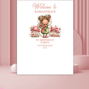 Whimsical Pink Fairy 3rd Birthday Tapestry