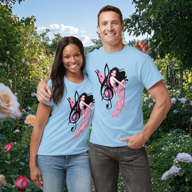 Whimsical Pink Fairy Blue Fantasy Music Note T-Shirt (Creator Uploaded)