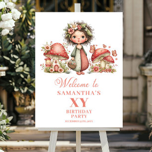 Whimsical Pink Fairy Blush Birthday Welcome Sign