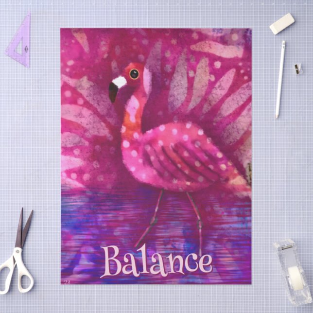 Whimsical Pink Flamingo Personalised Decoupage Tissue Paper (Craft)
