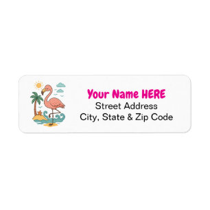 Whimsical Pink Flamingo Return Address Labels