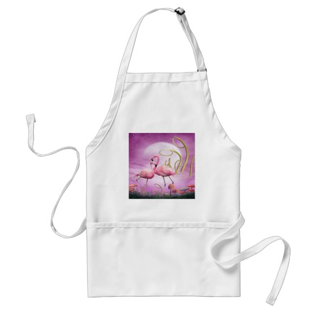 Whimsical Pink Flamingos Apron (Front)