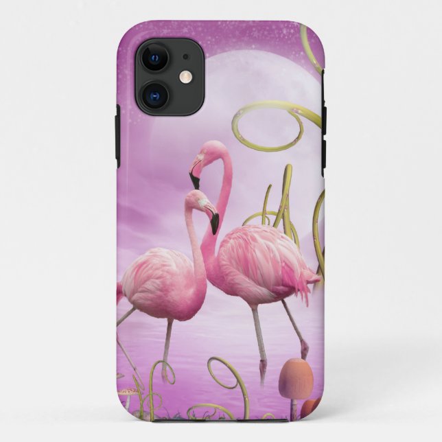 Whimsical Pink Flamingos iPhone 5 Case (Back)